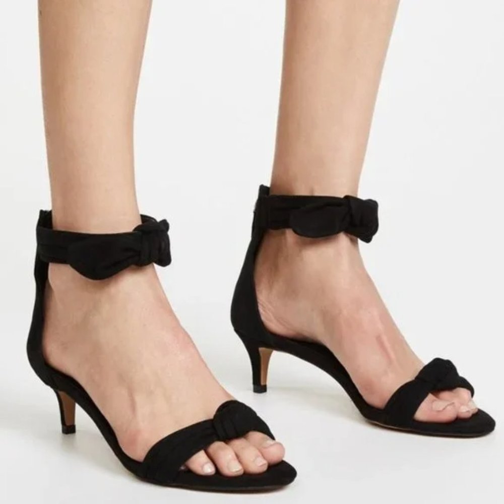 NEW Rebecca Minkoff Kaley Suede Ankle Bow Kitten Heels Black